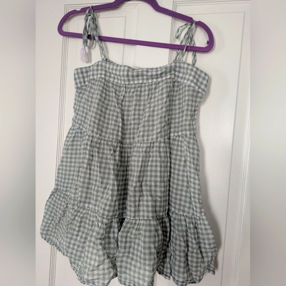 Abercrombie & Fitch Green Gingham Sleeveless Top